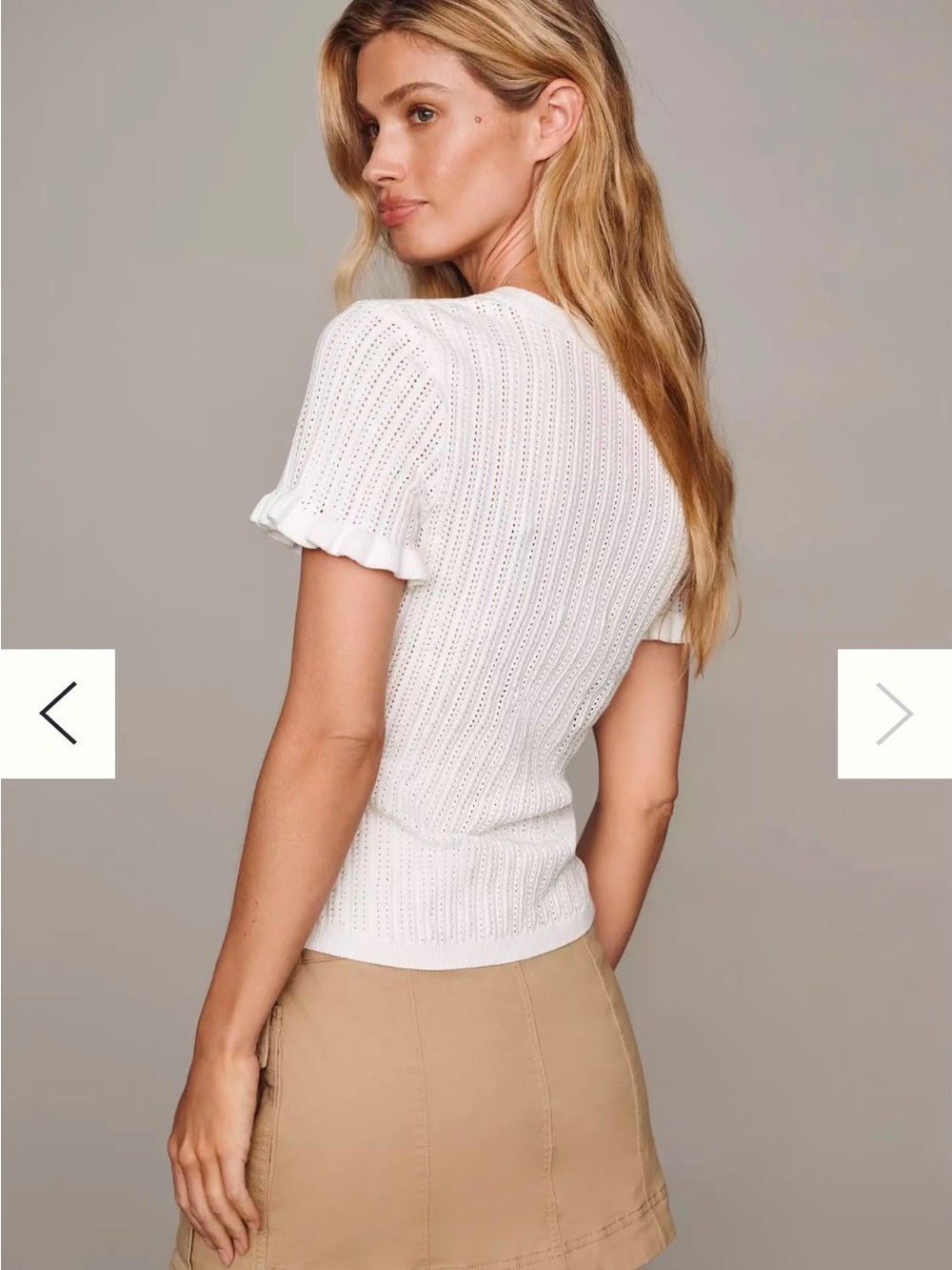 Anthropologie White Eyelet Knit Ruffle-Sleeve Tee